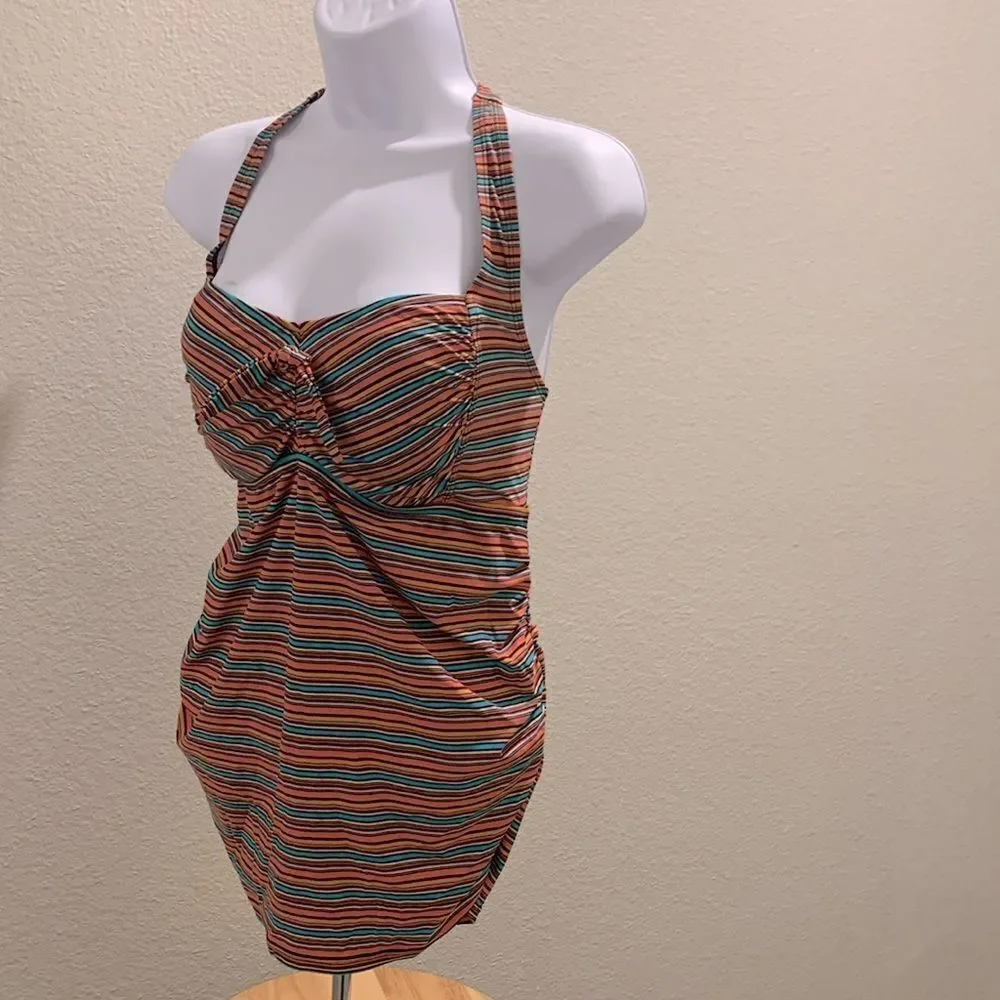 Take 50% OFF- Beach Bump Motherhood Multicolor Halter Top Swimwear, Size-L